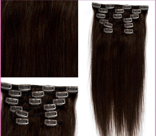 Fashionable top quality wholesale cheap 100% human hair clip in hair extension 